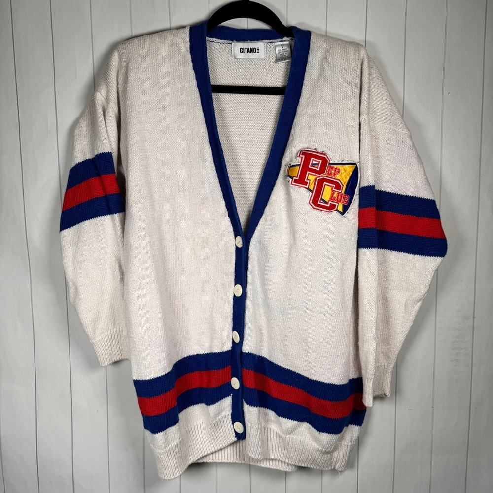 VTG 90s Gitano Varsity Cardigan Sweater Pep Club Academic Sporty Cheerleader S